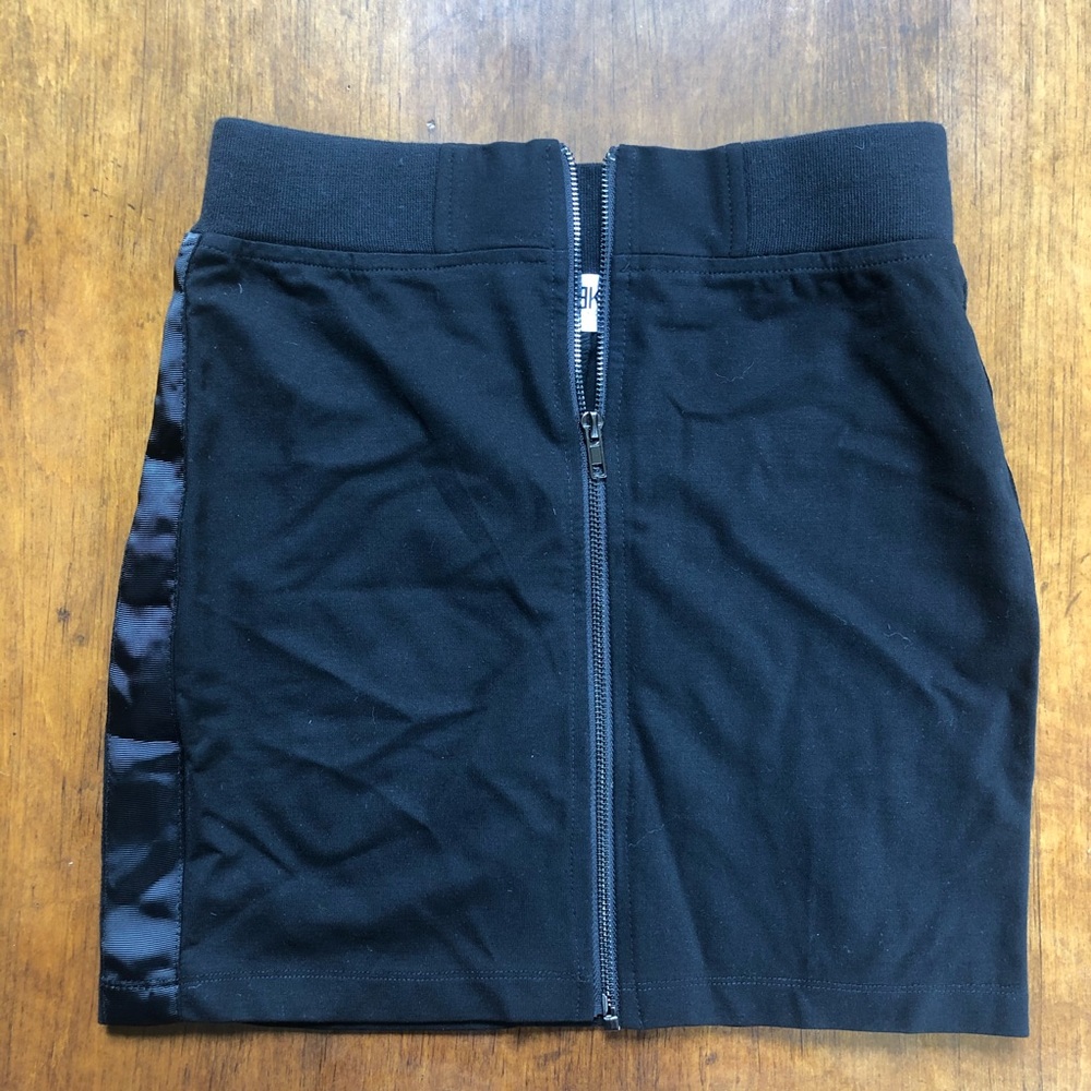 LF Stores zipper front black mini skirt, size S